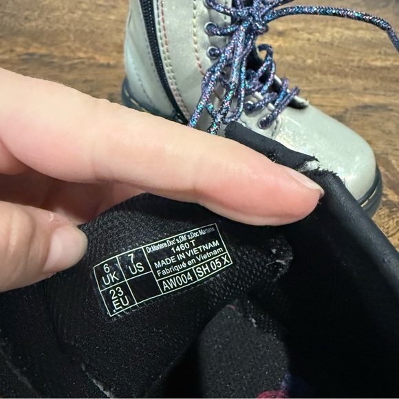 Dr Martens Toddler 1460 Sparkle Rays Lace Up Moto Boots - Picture 3 of 13